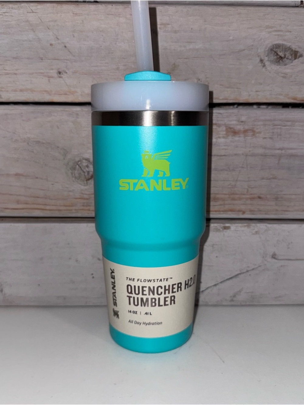 Stanley 14oz Quencher Tumbler TROPICAL TEAL Summer 2024 Heat Wave Collection NWT
